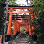 Red torii at small shrine at Fushimi Inari Shrine